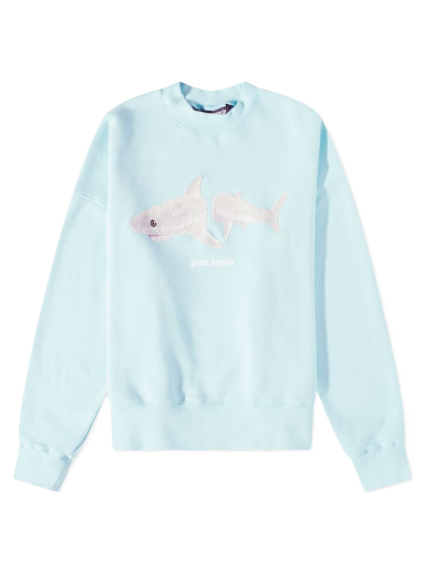 Sweatshirt Palm Angels Shark Crew Sweat Turkos | PMBA026S23FLE0054001