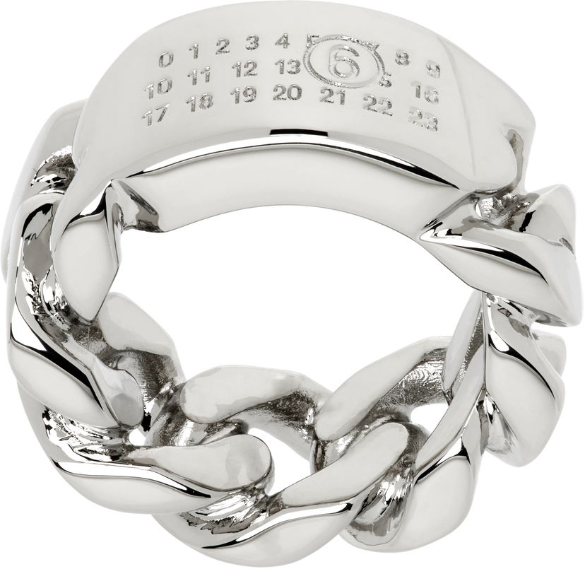 Ringa Maison Margiela MM6 Maison Margiela Minimal Logo Chain Ring Metallisk | SM6UQ0104 P8371