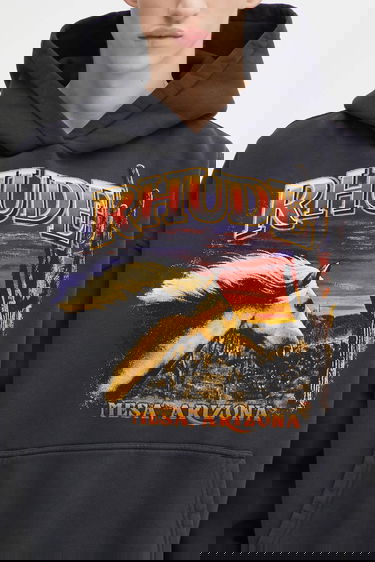 Sweatshirt Rhude Cotton Graphic Hooded Sweatshirt Mesa Arizona Stallion Svart | RHFW25HO04012, 3