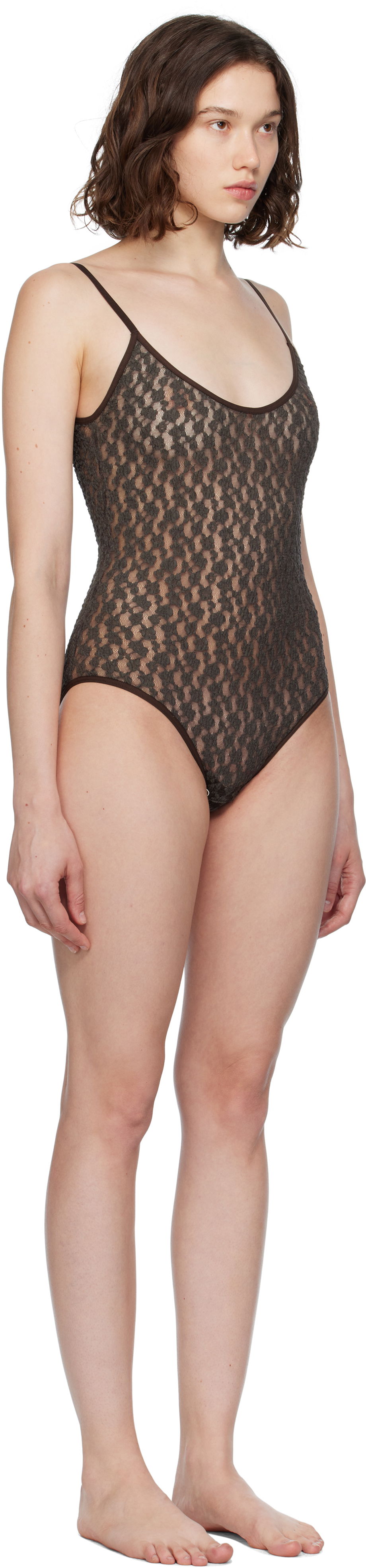 Kropp Baserange Baserange Musial Semi-Sheer Bodysuit Brun | ONMU-LA-SU25, 1