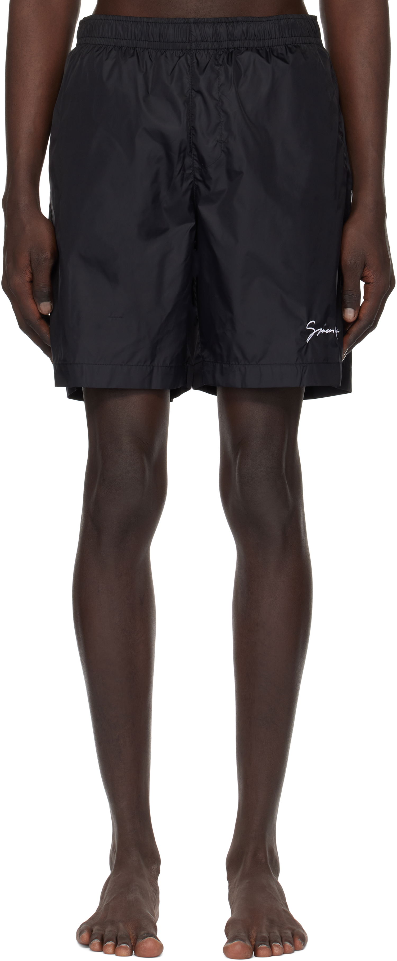 Badkläder Givenchy Logo Embroidery Swim Shorts Svart | BMA01L1537004, 0