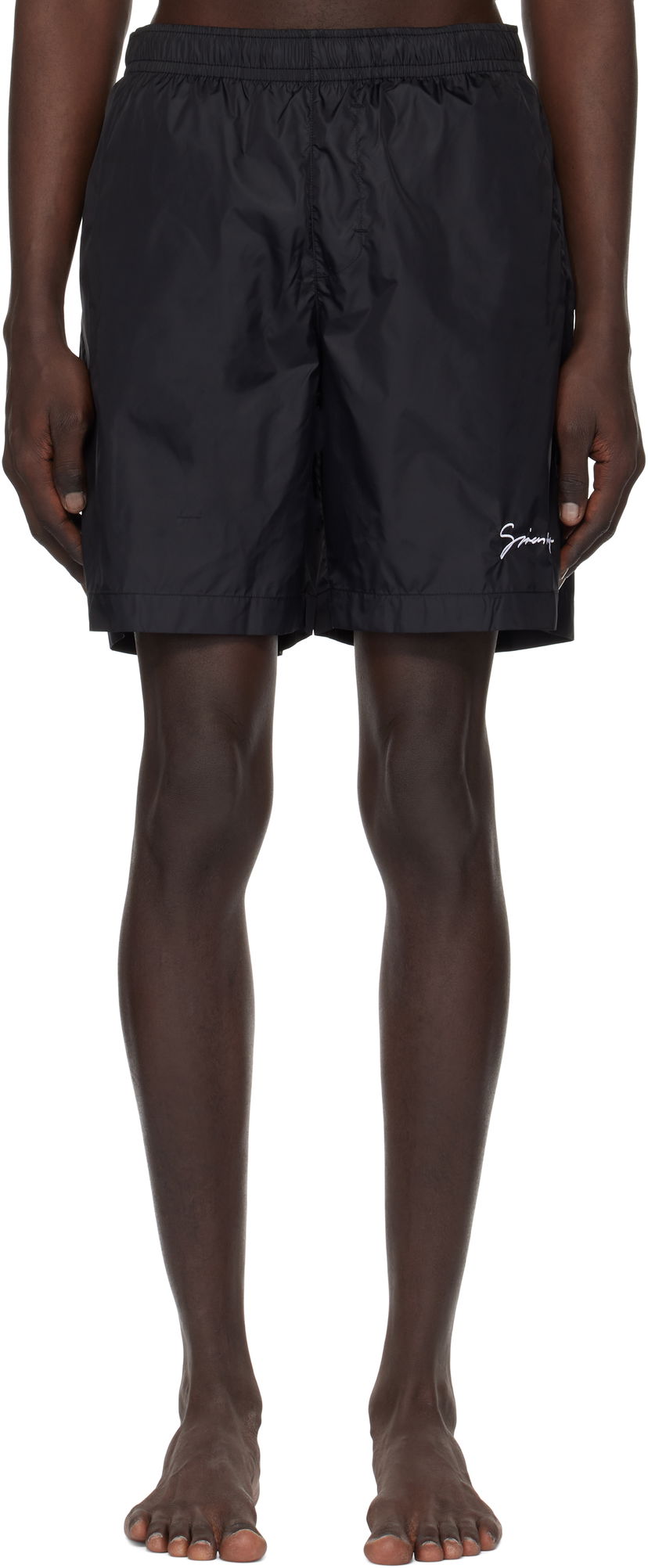 Badkläder Givenchy Logo Embroidery Swim Shorts Svart | BMA01L1537004
