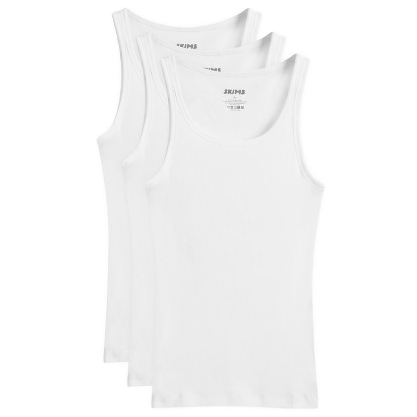 Linne SKIMS Ribbed Tank Top - 3-Pack Vit | TP-TNK-5788M-CH