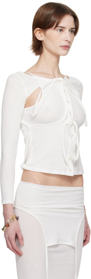 Sweater Eckhaus Latta Eckhaus Latta Flip Crop Top Vit | 1207-EL-PS25-CH -, 1