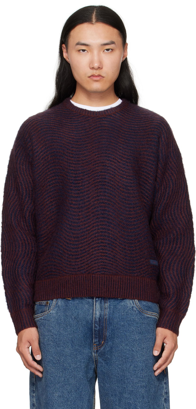Sweater Dime Dime Mohair Wave Knit Sweater Bourgogne | DIMEFA254BUR