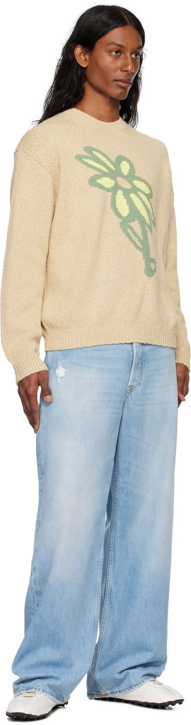 Sweater MAISON KITSUNÉ Maison Kitsuné Abstract Daisy Intarsia Sweater Beige | OM00811KT1138, 3