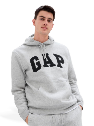 Sweatshirt GAP Fleece Arch Hoodie Grå | 850834-01