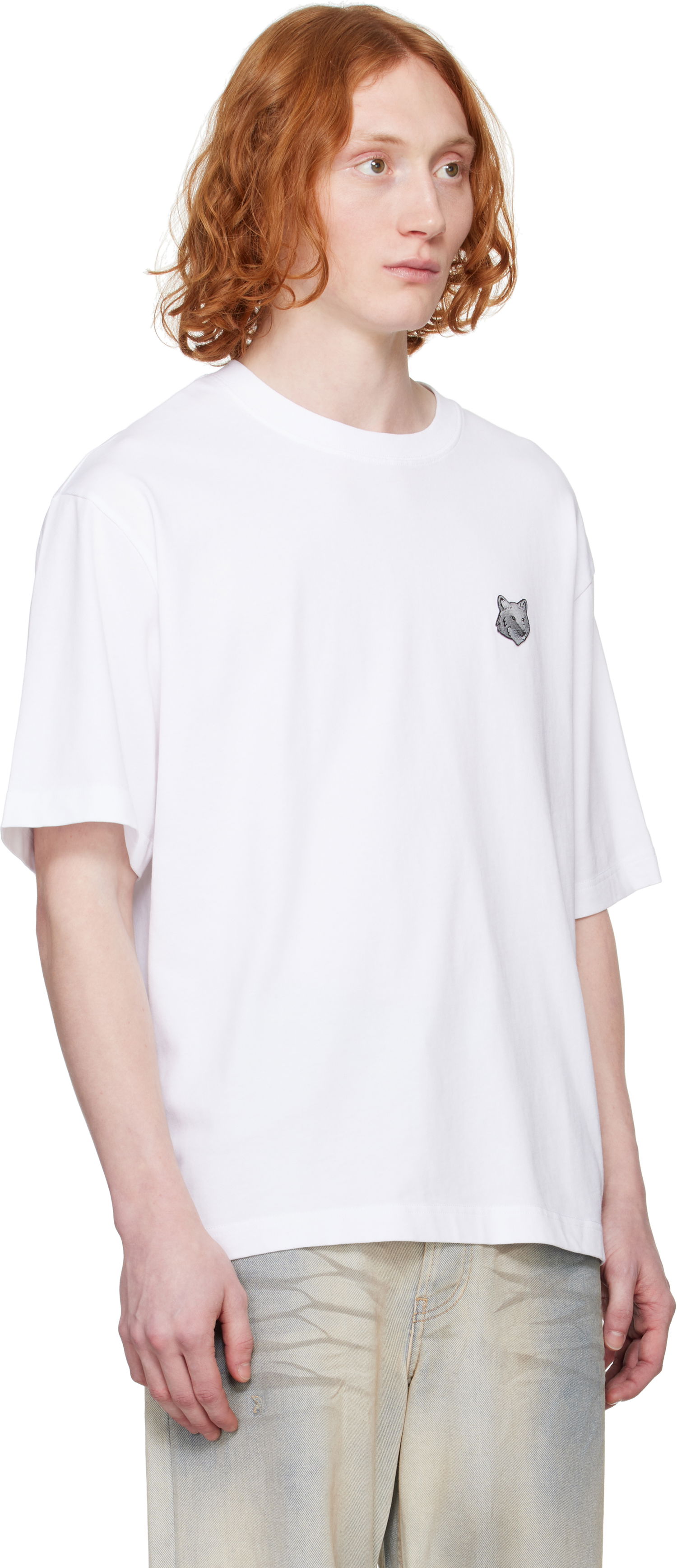 T-shirt MAISON KITSUNÉ Maison Kitsuné Fox Head Patch Oversize T-Shirt Vit | OM00128KJ0119, 1