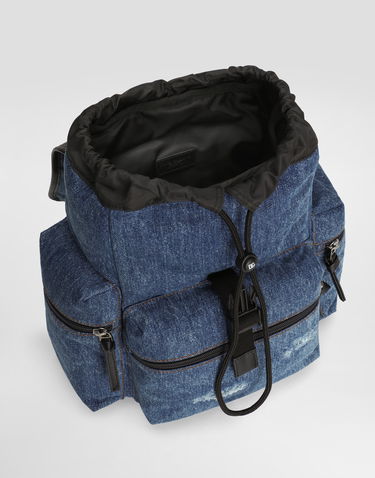 Ryggsäck Dolce & Gabbana Dolce & Gabbana Denim Backpack with Embroidered Logo Blå | EM0100AD7068M800, 3