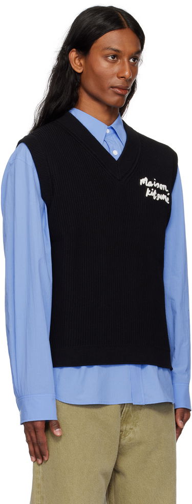 Sweater MAISON KITSUNÉ Maison Kitsuné Handwriting Ribbed Vest Svart | OM00810KT1126, 1