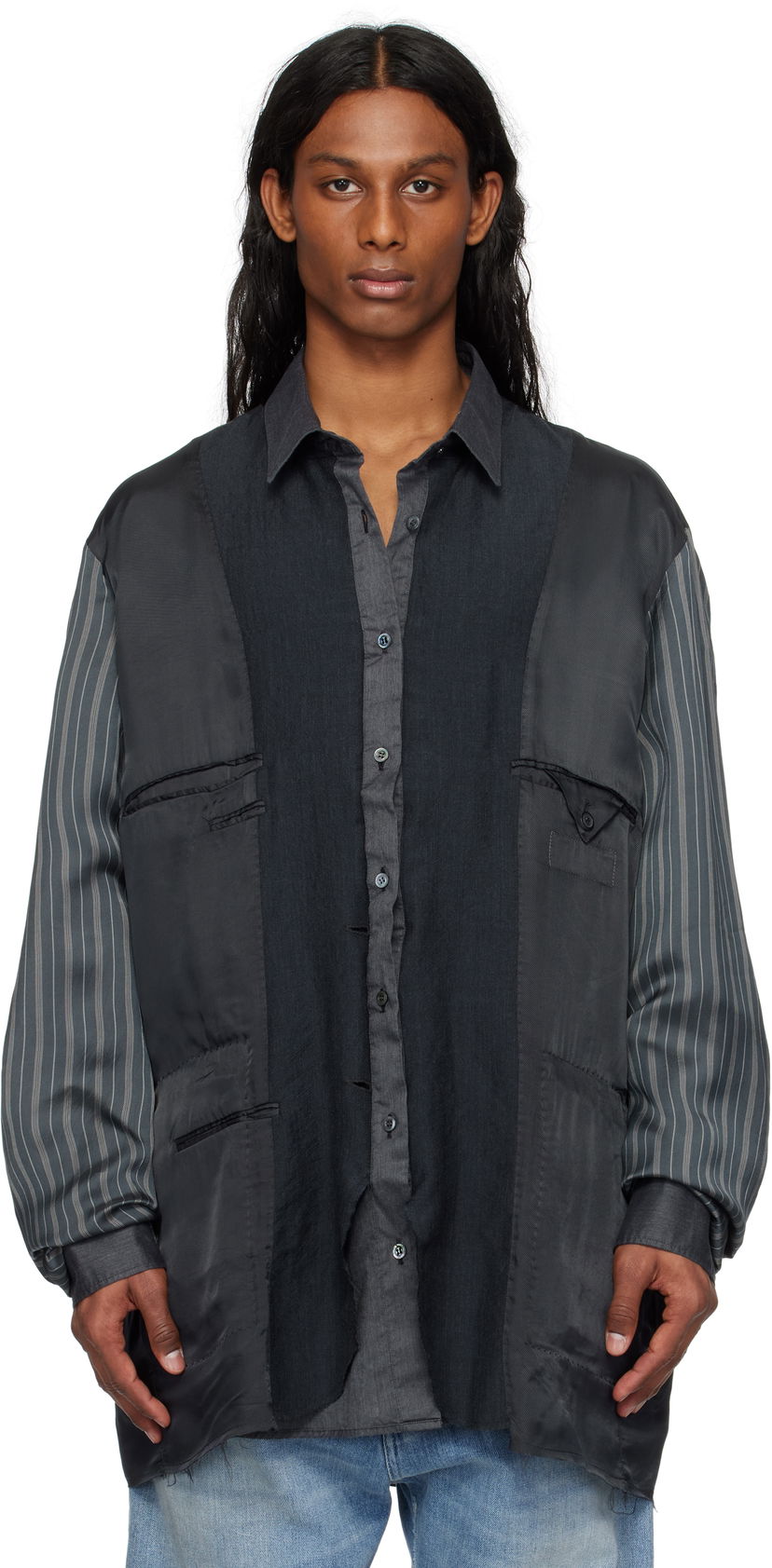Skjorta Maison Margiela Maison Margiela Patchwork Inside-Out Reversible Jacket Grå | S50BN0532 MTN052