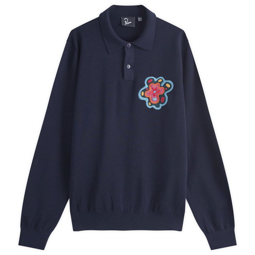 Polotröja By Parra Flower Blob Knitted Polo Shirt Mörkblå | 52226