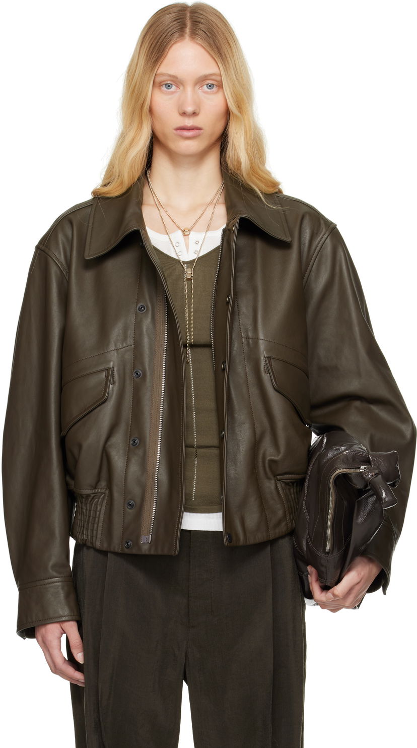 Bomberjacka LEMAIRE Lemaire Soft Nappa Leather Jacket Grön | OW1135 LL0095