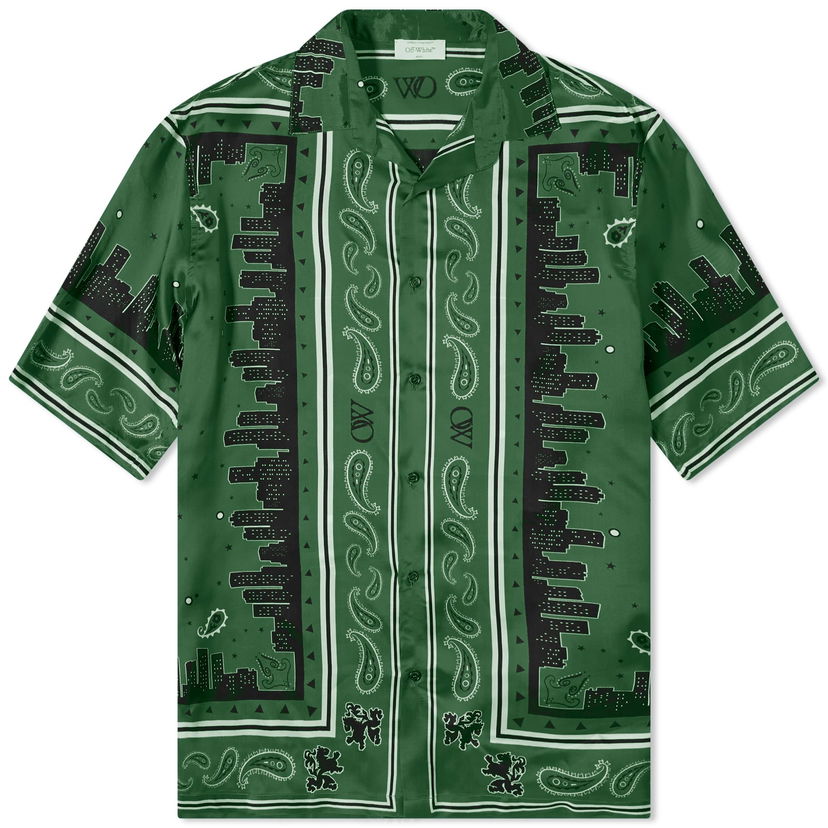 Skjorta Off-White Bandana Vacation Shirt Grön | OMGG013S24FAB0035757