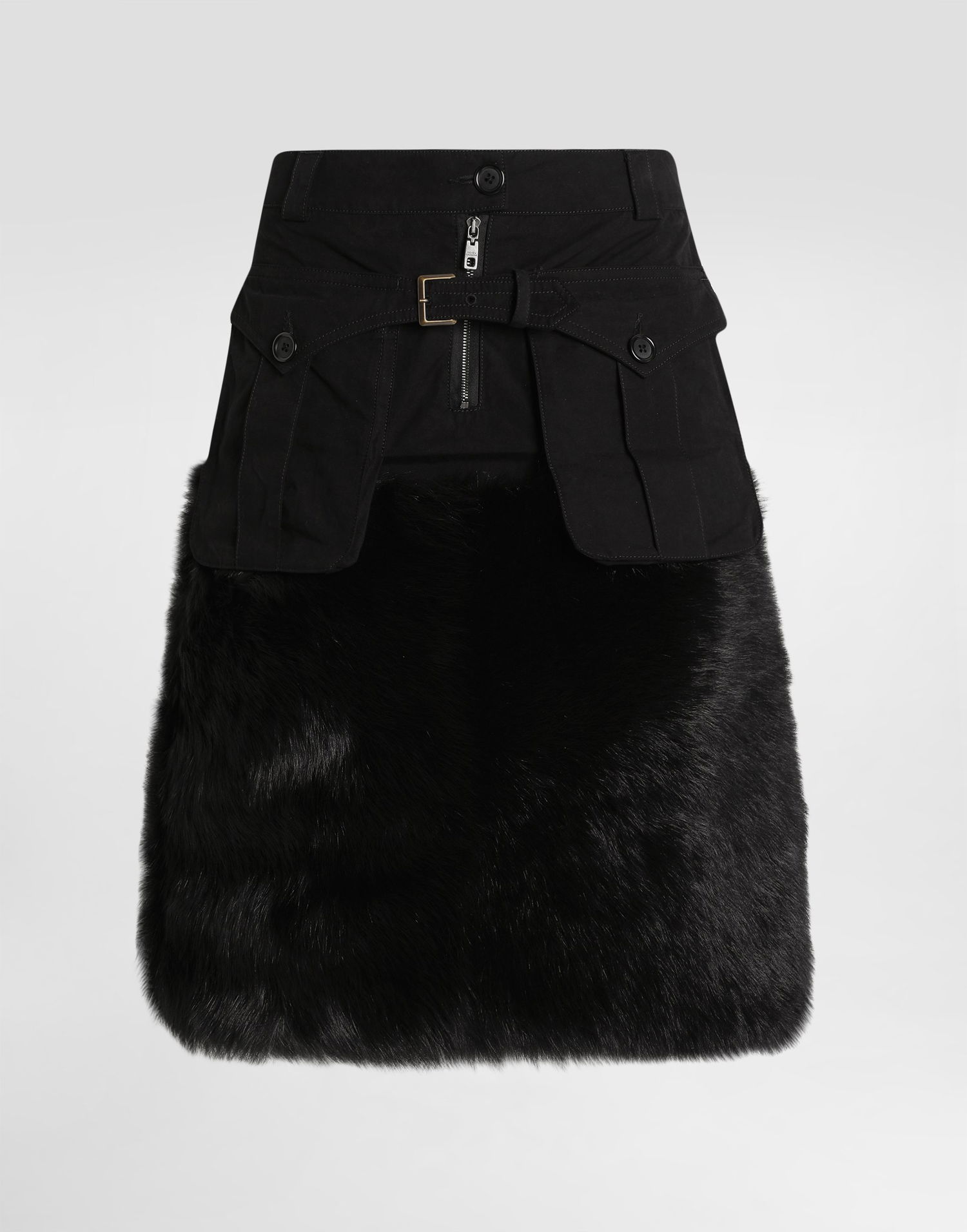 Kjol Dolce & Gabbana Dolce & Gabbana Fur Trim Midi Skirt Svart | F4DAWFGDDIHN0000, 0