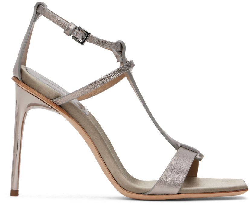 Handväska Max Mara Max Mara Nappa Leather T-Strap Sandals Metallisk | 2414521272600