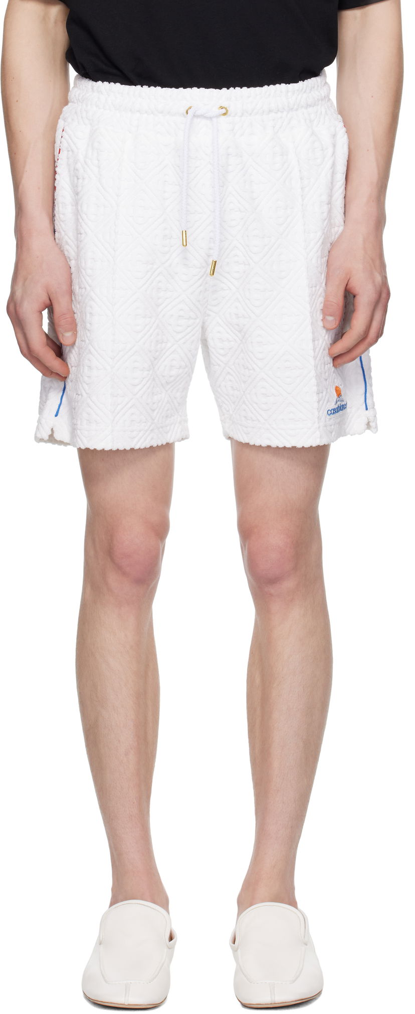 Shorts Casablanca Casablanca Monogram Jacquard Towelling Shorts Vit | MPF25-JTR-271-01