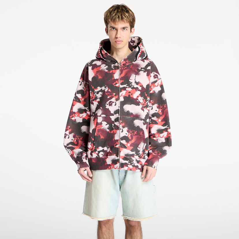 Sweatshirt BAPE A BATHING APE Map Camo Shark Relaxed Fit Full Zip Hoodie Flerfärgad | 001ZPL301001MRED