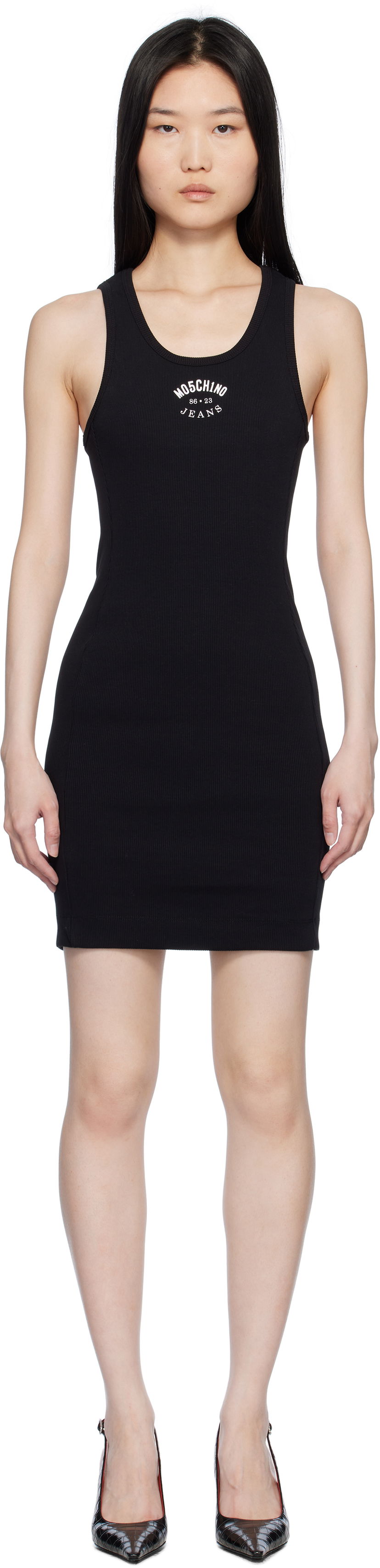 Klä Moschino Moschino Jeans Stretch Cotton Logo Minidress Svart | 251K10431