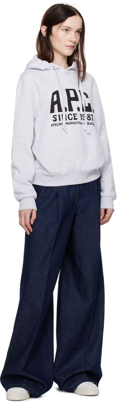 Sweatshirt A.P.C. Print Label Hoodie Grå | COHBV-M27955, 3