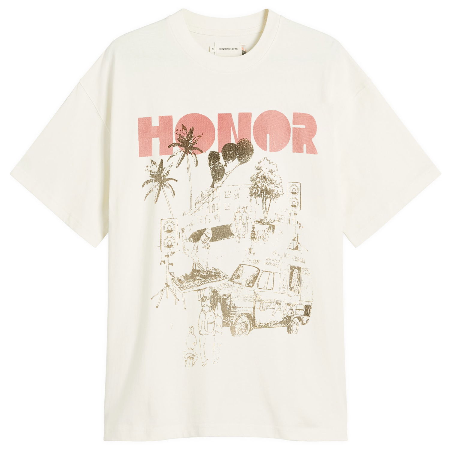 T-shirt Honor The Gift Honor the Gift Block Party T-Shirt Vit | HTG250243-BON, 0