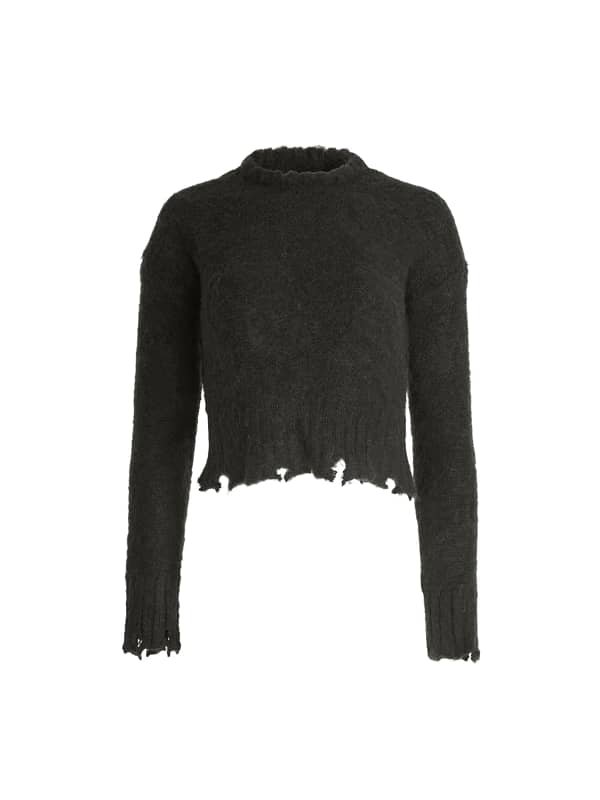 Sweater GUESS Cropped Crew Neck Sweater Svart | W4BR00Z3GN0