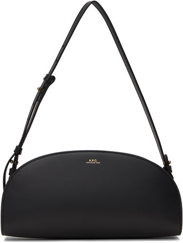 Axelväska A.P.C. Demi-Lune Leather Shoulder Bag Svart | PXCAX-F61997, 0