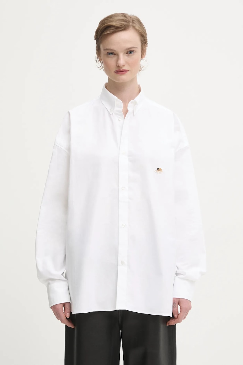Skjorta Fiorucci Angel Patch Relaxed Fit Button-Up Shirt with Classic Collar Vit | W02SMTLO055CO01WH01, 0