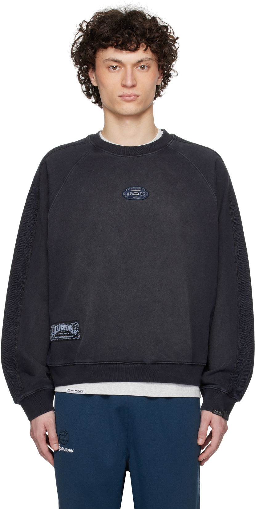Sweater AAPE by A Bathing Ape AAPE by A Bathing Ape Main Crewneck Sweatshirt Svart | AAPSWMC320XXNBKL