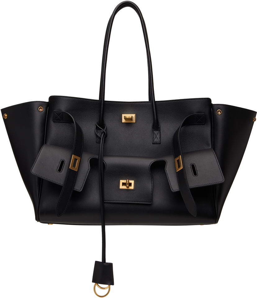 Tygpåse Balenciaga Bel Air Medium Carryall Leather Tote Bag Svart | 805481 2ABAV