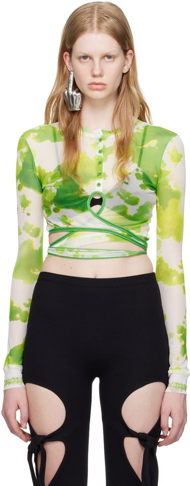 Crop top Ottolinger Ottolinger Tie-Front Long Sleeve T-Shirt Grön | 101017, 0