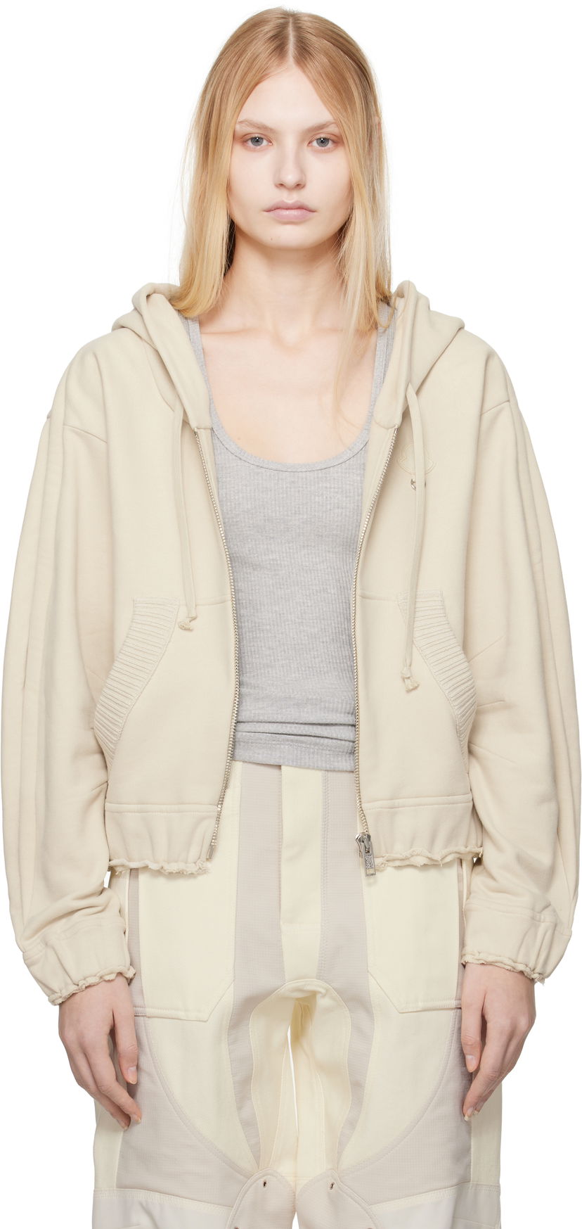 Sweatshirt Moncler Moncler Genius x Willow Smith Zip-Up Cotton Hoodie Beige | J209T 8G00001 - 899WC