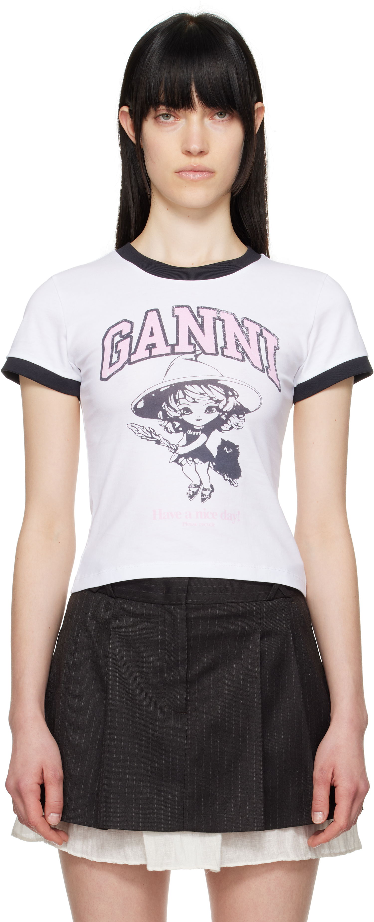 T-shirt GANNI GANNI Basic Jersey Witch Graphic T-Shirt Vit | T4156, 0