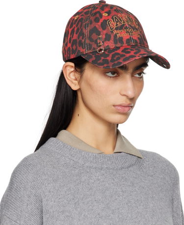 Keps GANNI GANNI Leopard Print Baseball Cap Röd | A6640, 1