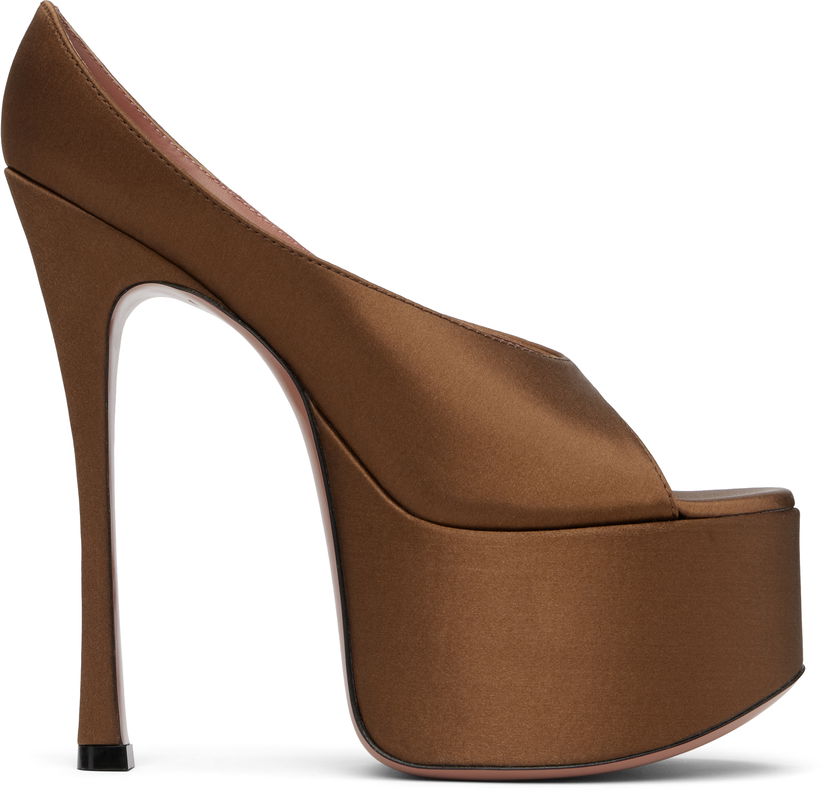 Klä Amina Muaddi Amina Muaddi Anok Plateau Heeled Sandals Brun | ANOK PLATEAU