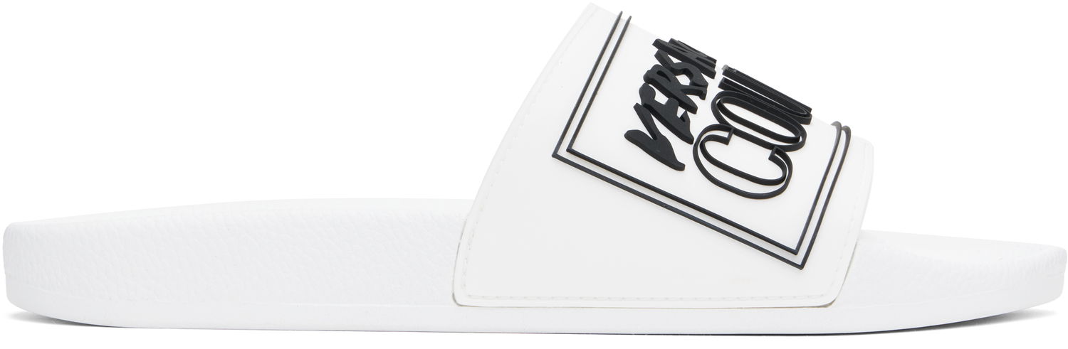 Sneakers och skor Versace Versace Jeans Couture Logo Shelly Pool Slides Vit | E78YA3SQ3_EZSC22, 0