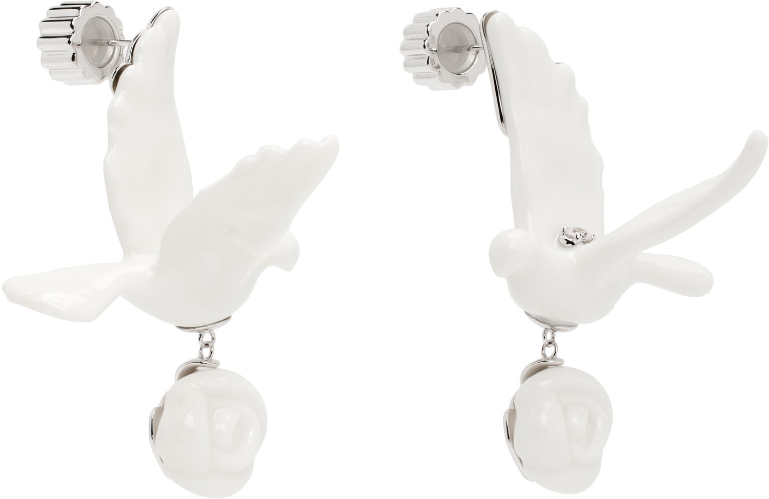 Örhängen SHUSHU/TONG YVMIN Edition Ceramics Pigeon With Rose Drop Earrings Vit | 25626WHT00DLR, 1