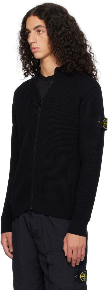 Sweater Stone Island Full Rib RWS Wool Zip-Up Jacket Svart | 8115519C2, 3