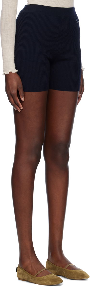 Shorts MAISON KITSUNÉ Maison Kitsuné Baby Fox Patch Fine Ribbed Shorts Mörkblå | OW01116KT1091, 1