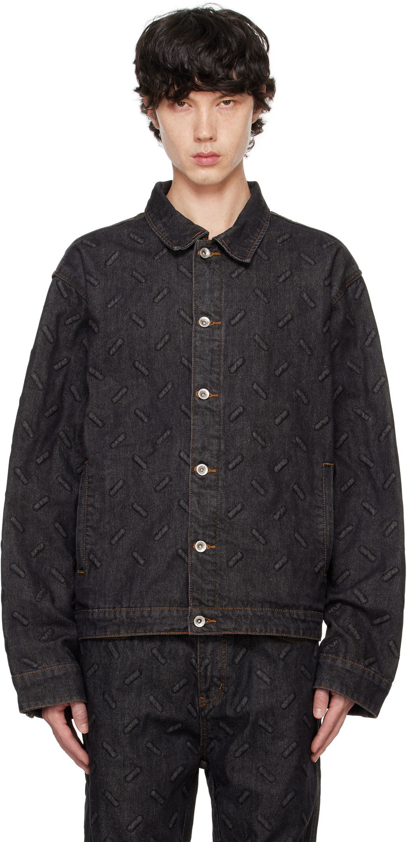 Jacka Who Decides War Thread Plate Denim Jacket Svart | 1131010002FW24
