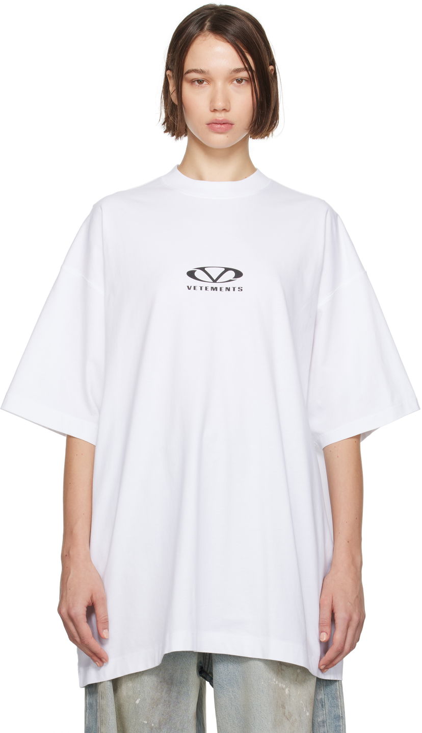T-shirt VETEMENTS Oval Logo Oversized T-Shirt Vit | UA66TR605W