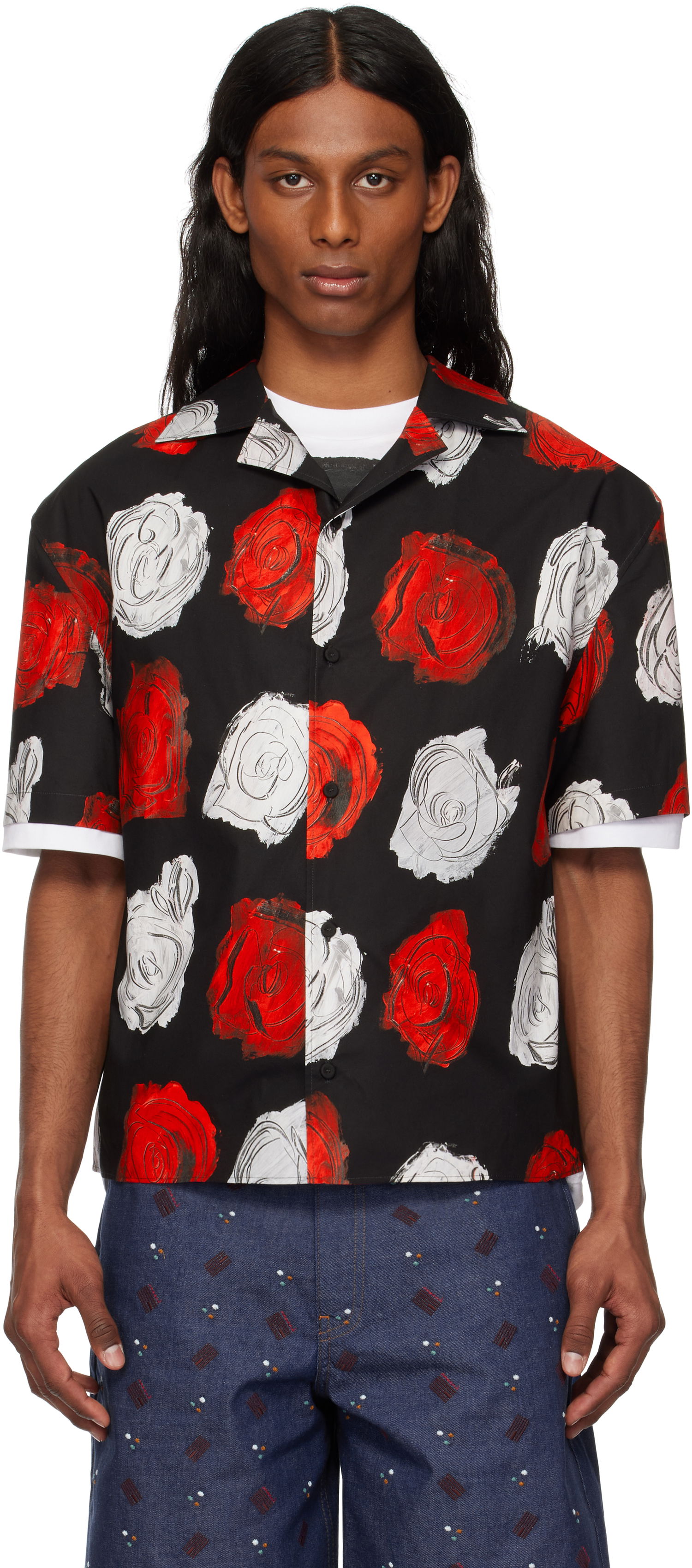 Skjorta Marni Marni Mercury Print Poplin Bowling Shirt Svart | CUMU0349A0 UTC499, 0