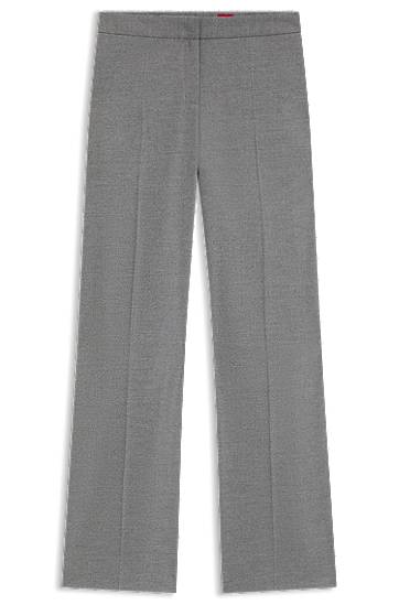 Byxor BOSS Regular-Fit Melange Stretch Flannel Trousers Grå | 50547588, 0