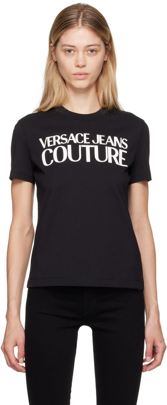 T-shirt Versace Jeans Couture Black Institutional Logo T-Shirt Svart | E77HAHE09_ECJ00E