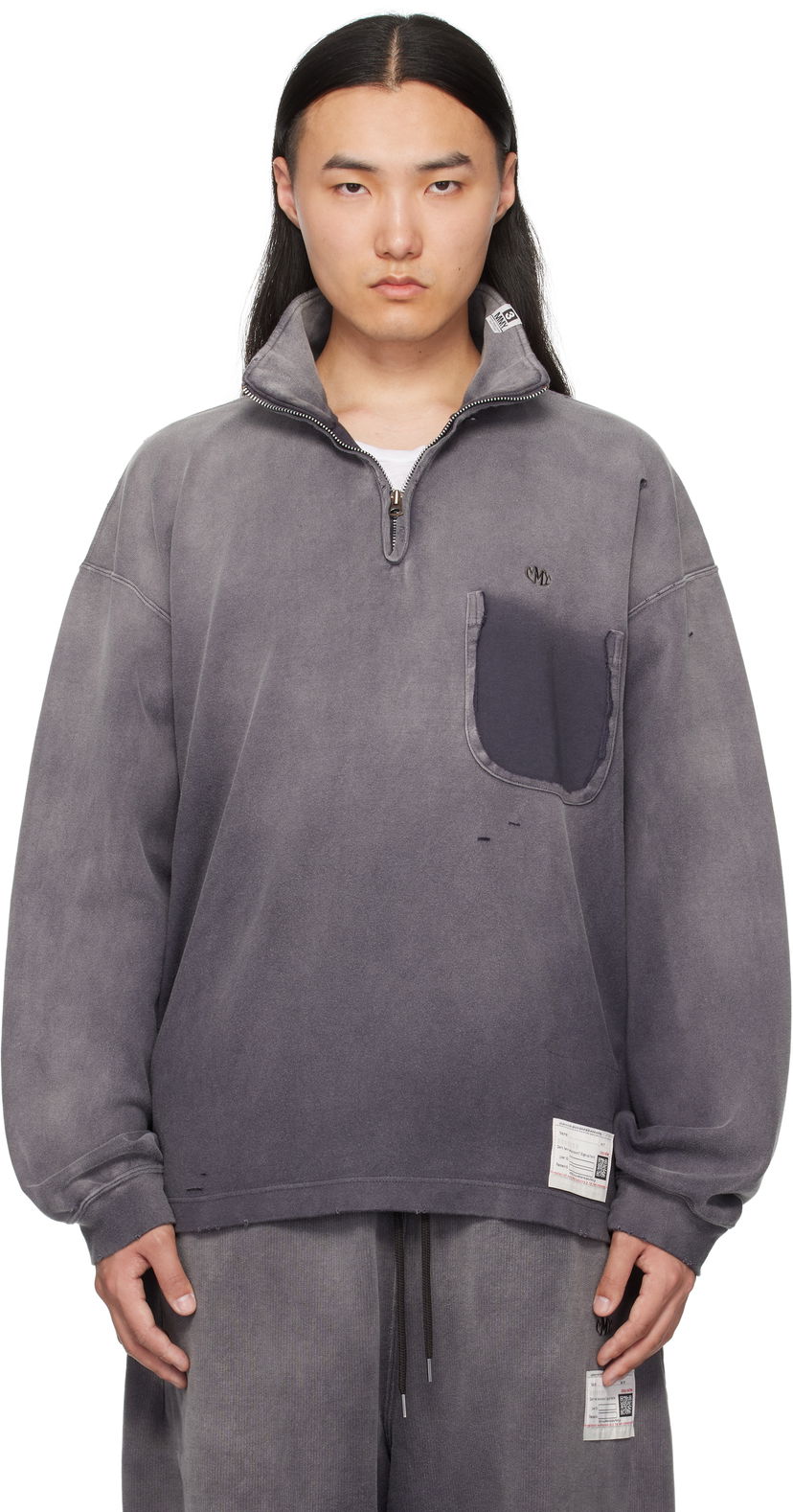 Sweatshirt Maison MIHARA YASUHIRO Maison MIHARA YASUHIRO Sun Faded Quarter Zip-Up Sweatshirt Grå | A14PO533
