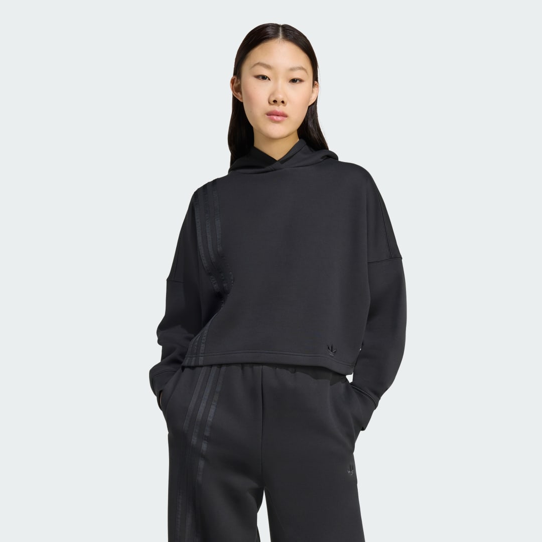 Sweatshirt adidas Performance Off Placed 3-Stripes Cropped Hoodie Svart | JX2701, 0