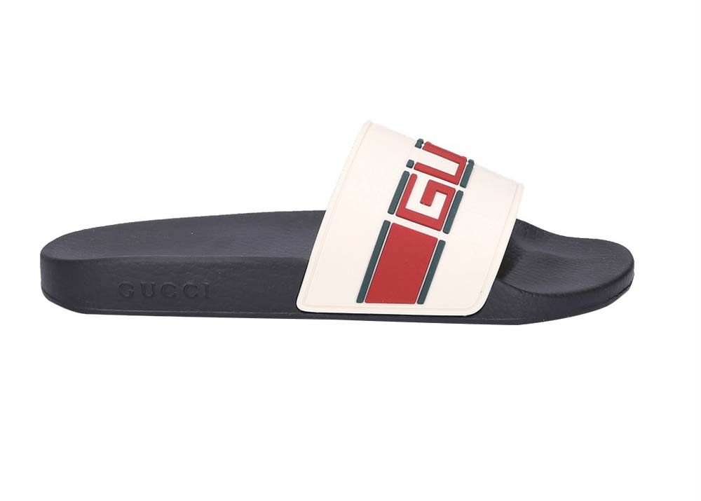 Sneakers och skor Gucci Stripe Rubber Slide White Red Green Grön | 522884 JC200 9566, 0