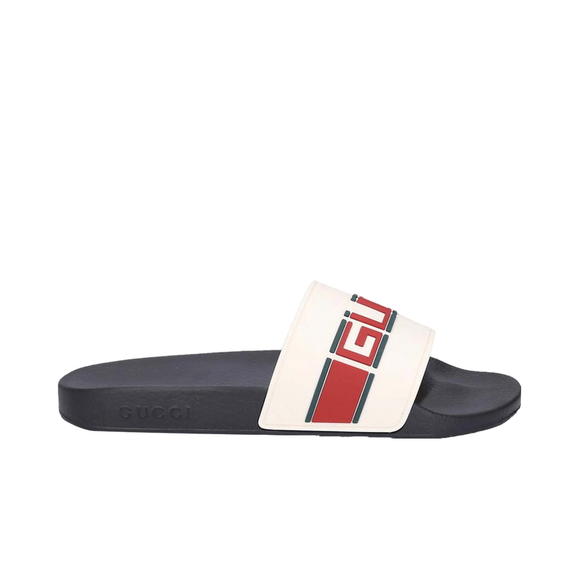 Sneakers och skor Gucci Stripe Rubber Slide White Red Green Grön | 522884 JC200 9566