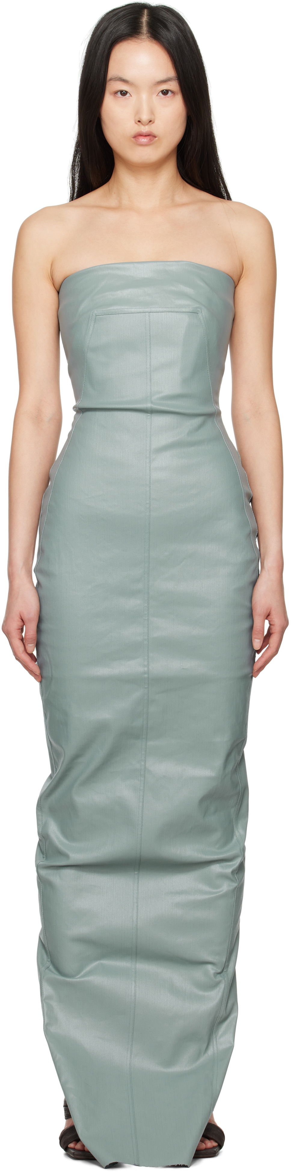 Klä Rick Owens Rick Owens Hollywood Bustier Denim Gown Grön | RP01E7524 SCT, 0