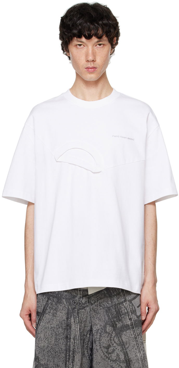 T-shirt Feng Chen Wang Feng Chen Wang Paneled Collar T-Shirt Vit | FF12TSH713